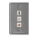 Placa Tapa HDMI 1.4 + 2 RCA en Acero Inoxidable